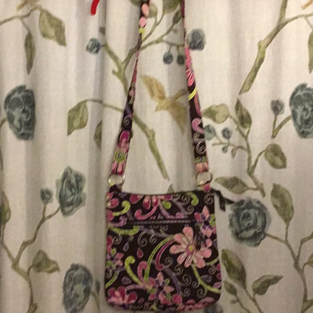 Vera Bradley Pink and Green Floral Crossbody Bag